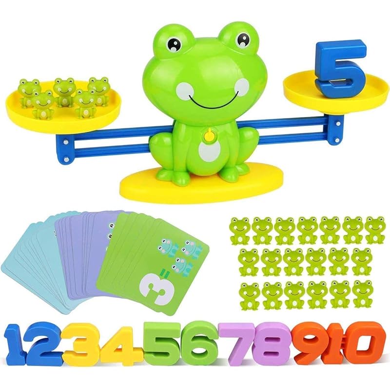 Educational Balance Scale Frog Balance Seesaw Toy Number Balance Game Math Educational Toy Board Game Card Game Toddlers Kids Ages 6 Addition Girls