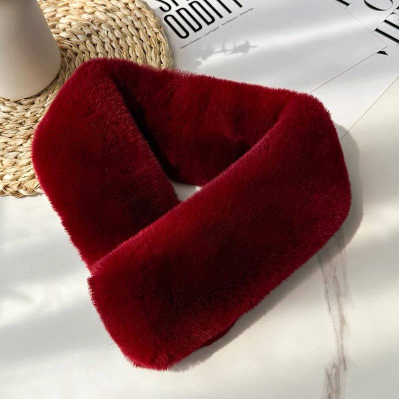 Women's Genuine Rex Rabbit Fur Breathable Fashion Scarf Winter Neck Warmer with Magnetic Closure