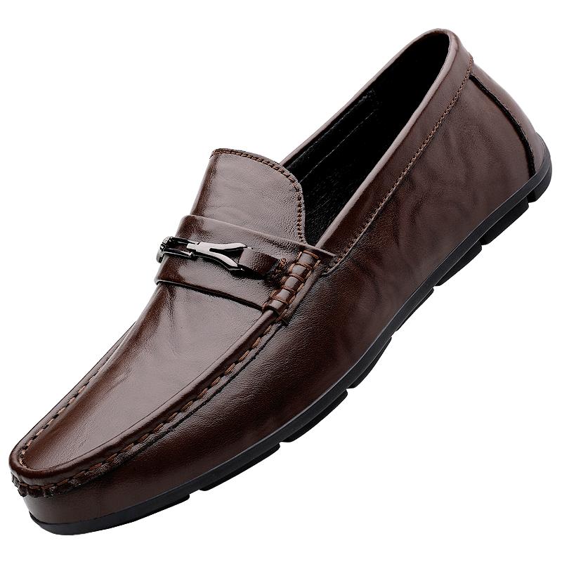 Lightweight Men's Leather Shoes Comfortable and Flat Bottomed Style Office and Work Business Plus Size  and Slip On