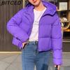 BITCED Minimalist Hooded Short Down-Filled Cotton Jacket Casual Puffer Jacket Lightweight Cotton Coat