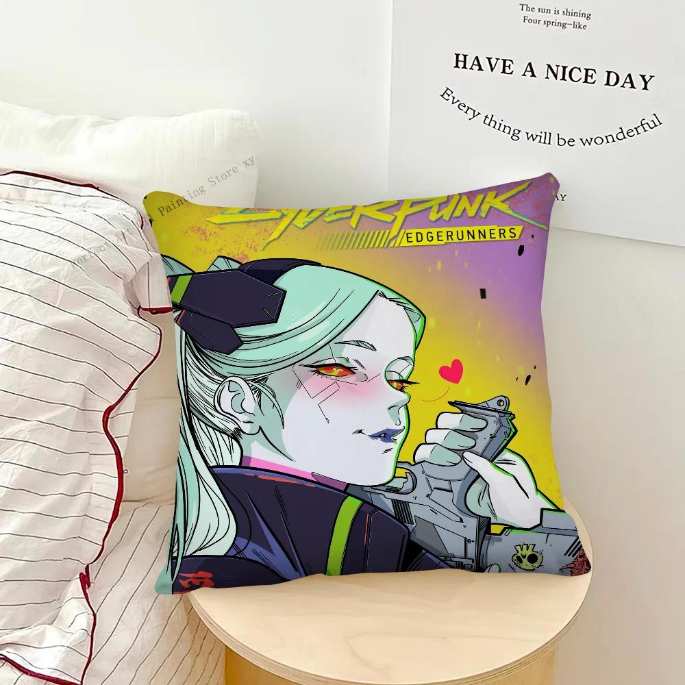 Cyberpunk Edgerunners Anime Rebecca Pillow Case Fashion Square Pillowcase Bedroom Sofa Room Ins Decoration Leisure Cushion Cover