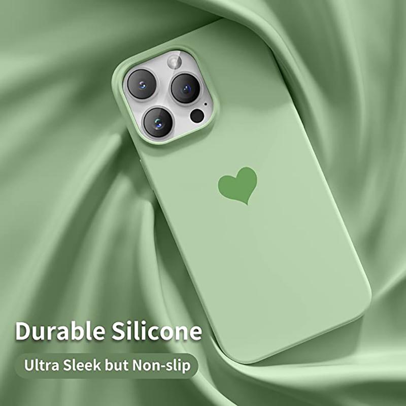 Lovely Love Candy Color Soft Case For iPhone 15 14 13 12 11 Pro XS Max X XR SE 2022 2020 7 8 Plus 6S Liquid Silicone Matte Cover