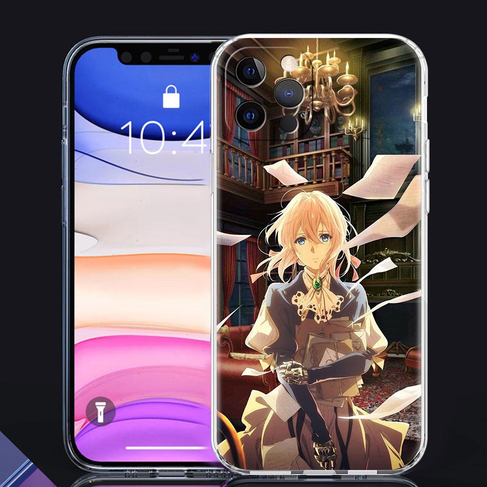 Husă transparentă Violet Evergarden pentru iPhone 13 Mini 12 Pro 11 XR SE 2020 XS Max 7 8 Plus X Husă de telefon din silicon 6 6S Shell Fuana Sac