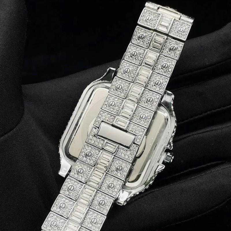 Hip Hop Square Quartz Watch Men Full Arabic Scale Fashion Wristwatch