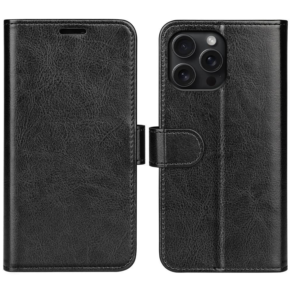 For iPhone 16 Pro Wallet Case Litchi Texture Shockproof Leather Flip Stand Phone Cover