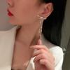 Diamond Bow Tassel Exaggerated Temperament High-End Design Stud Earrings