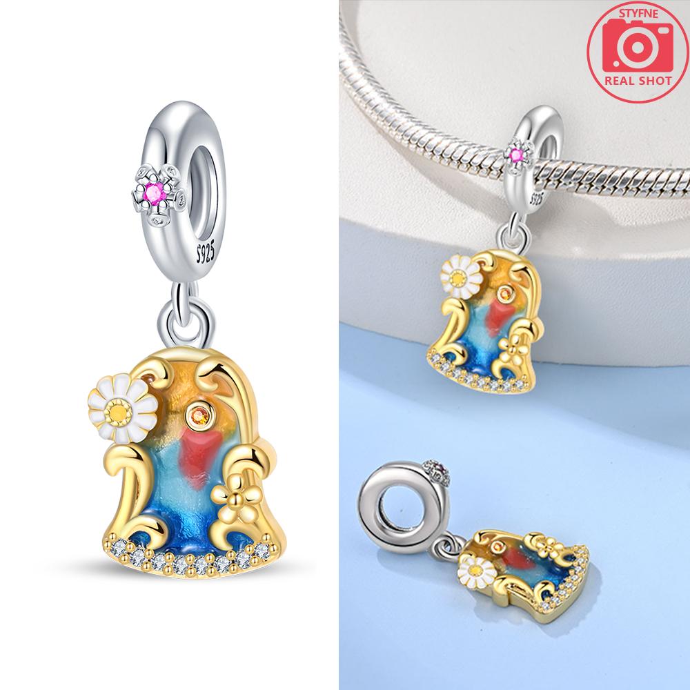 Copper Myellow Sunflowers Coconut Trees Roses Beads Pendant Charm For Original Bracelet Woman Girl Jewelry