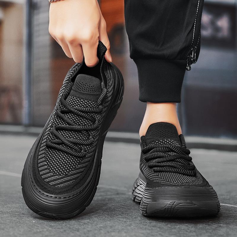 Men's shoes spring breathable fly-woven casual jogging shoes outdoor mesh thin lace-up running men's casual sports shoes
