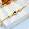 18K Gold Plated Roman Numeral Shell Onyx Bracelet, Dainty Cuban Link Chain Bangle for Women, Trendy Jewelry