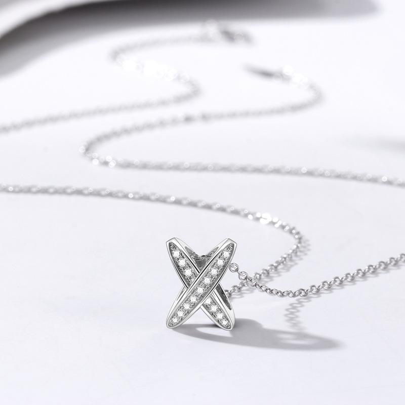 X Cross Necklace Women's Niche Light Luxury Geometric Versatile Temperament Premium Diamond Pendant