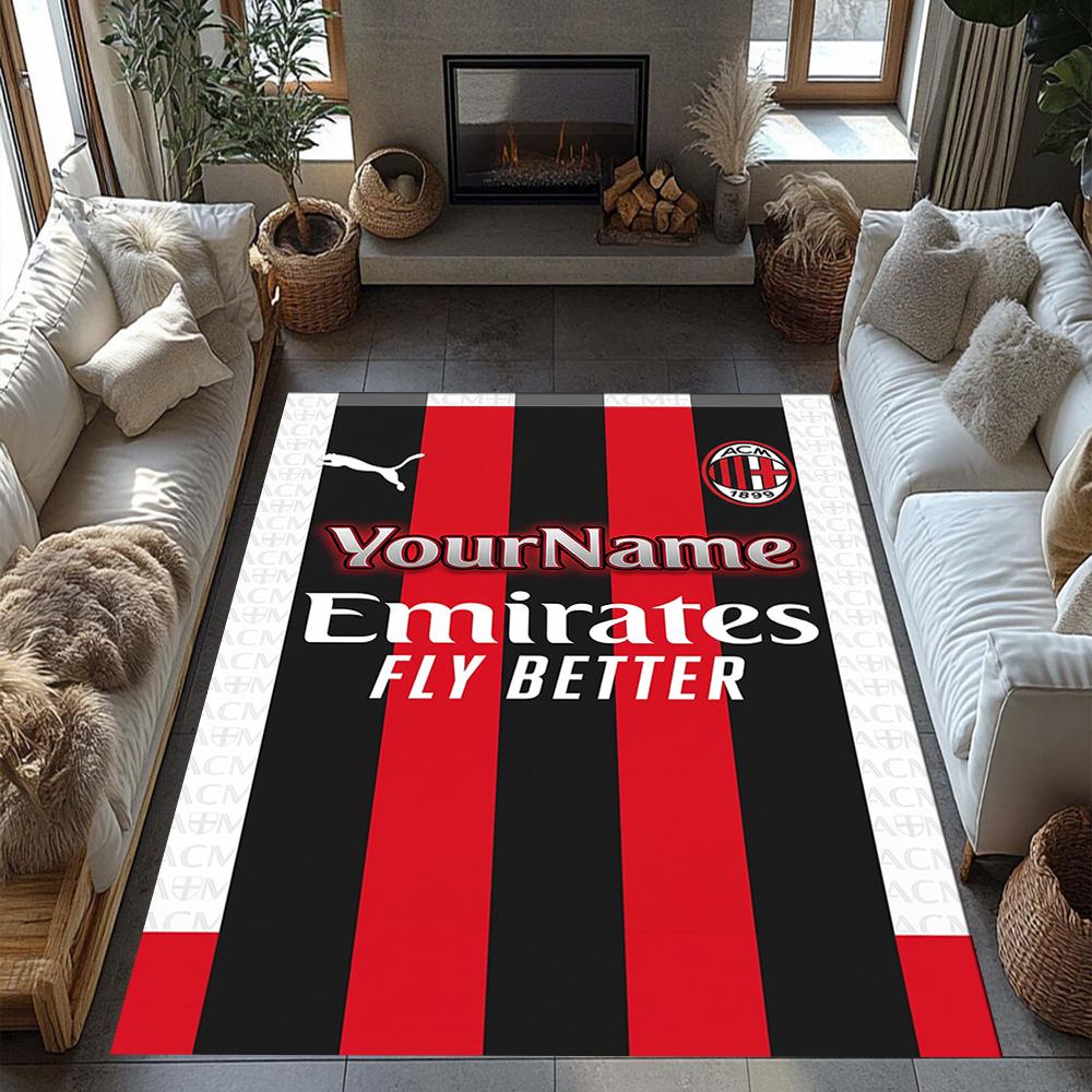 Ac Milan Customizable Name Area Rug Design for Kitchen Outdoor Foyer Balcony Antislip Carpet Anime Office Decor
