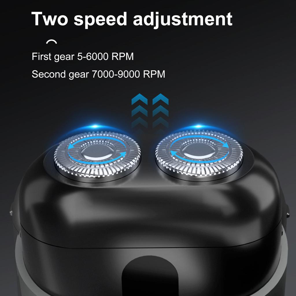 Portable Electric Shaver Men s Razor Double Blade Beard Trimmer Dual Ring Floating Blade Net Self sharpening Stainless
