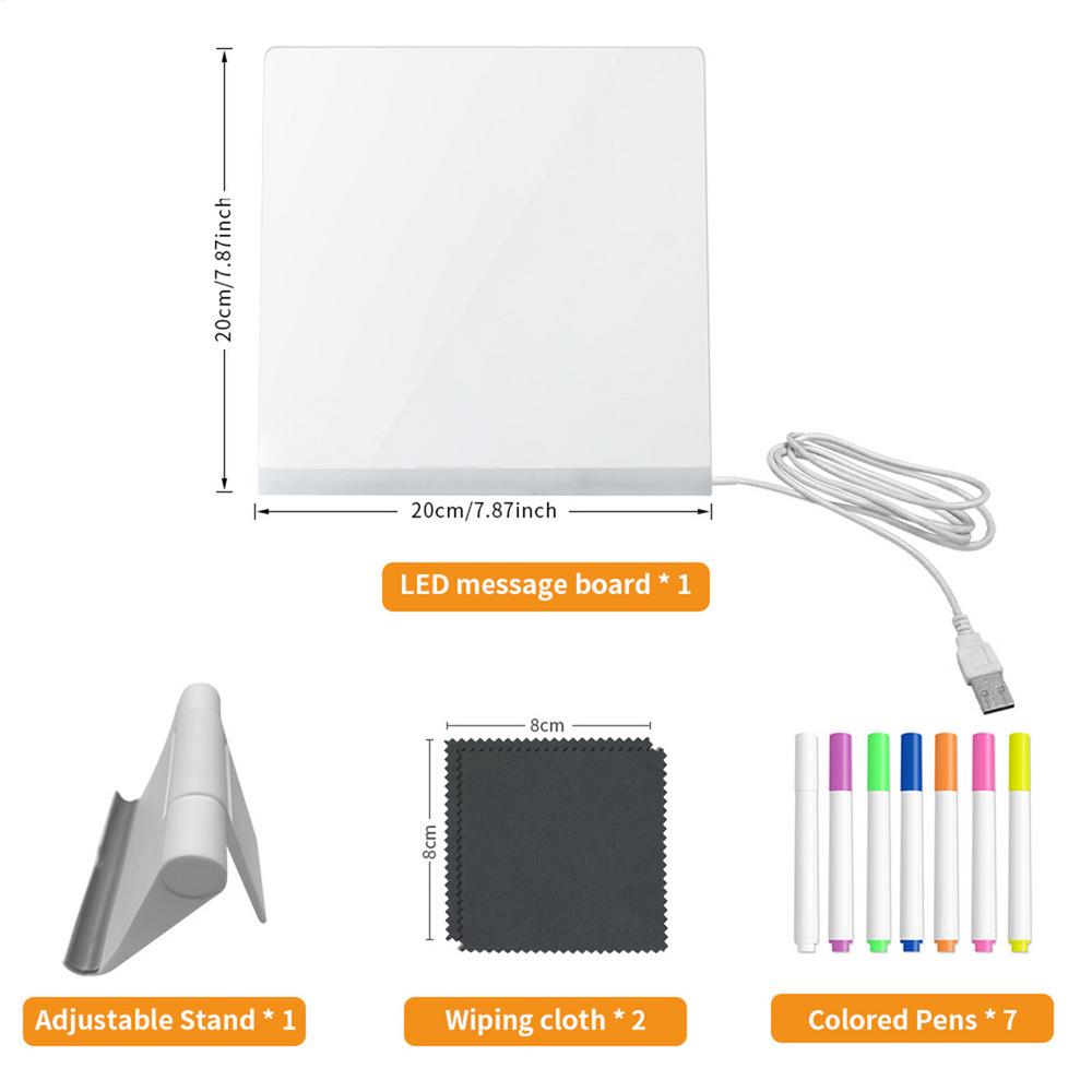 Rewritable DIY Childrens Glowing Drawing Board Message Lamp With 12 Colorful Pens Light Up Acrylic Message Board