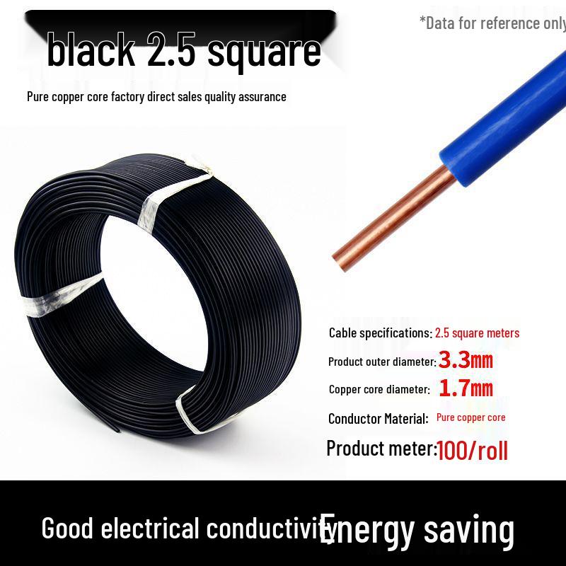 Pure Copper Single Core Electrical Wire, Flame Retardant, 0.5-2.5mm² for Home Decoration