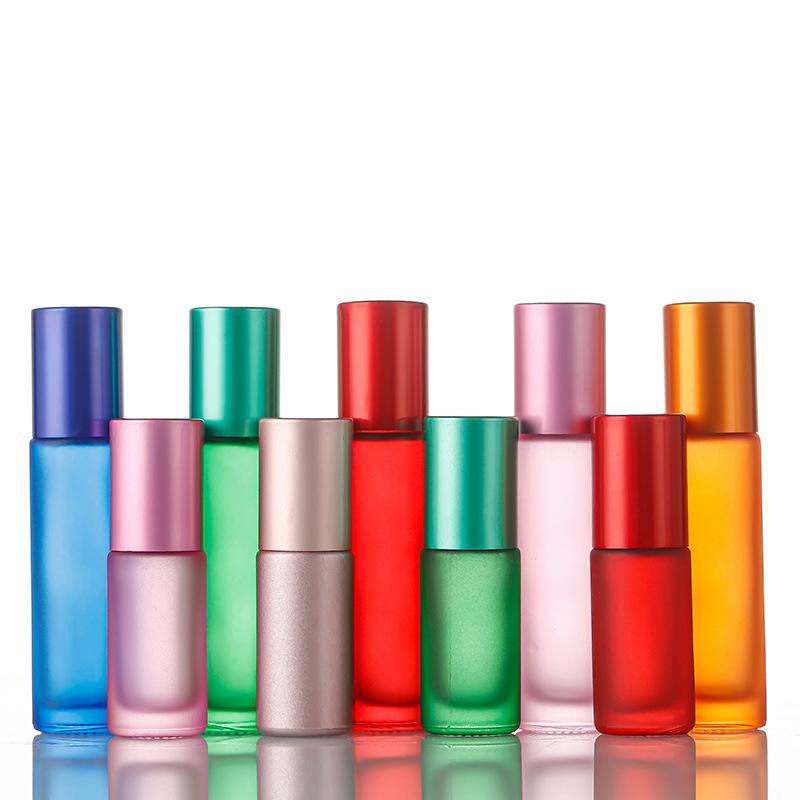 Frosted Light-Proof Colored Roll-On Essential Oil Cosmetic Sample Bottle