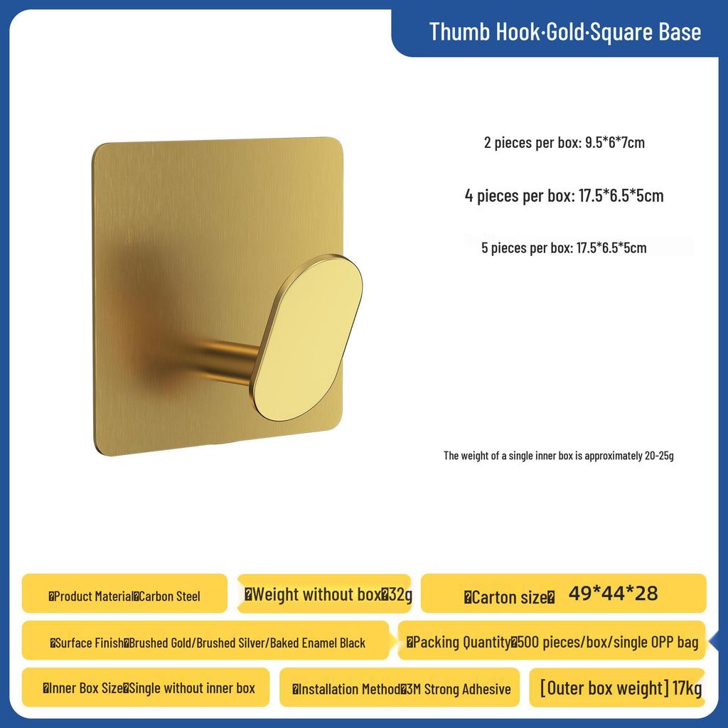 304 Stainless Steel Adhesive Hook, No-Drill Bathroom, Door, Kitchen, Coat & Hat Hook