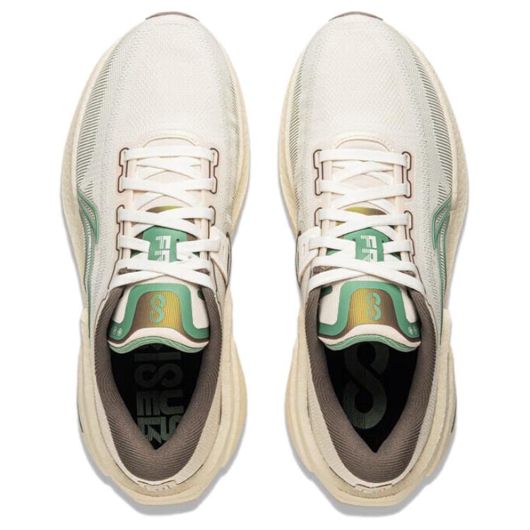 Li Ning Cushioning Slip Resistant Abrasion Resistant Breathable Low Top Training Running Shoes Women's Beige Green ARZU008-3