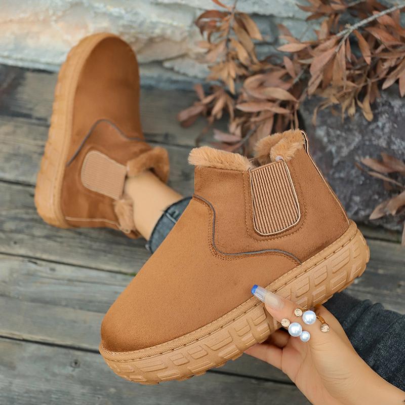 Fashion Winter Women Snow Boots 2025 New Plush Warm Casual Chelsea Ankle Boots Flats Platform Comfortable Ladies Shoes Zapatos De Mujer