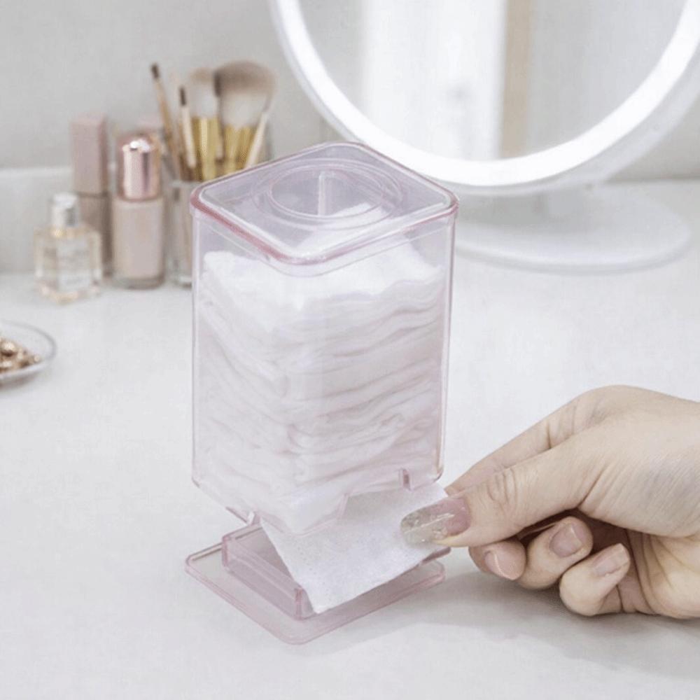 Versiegelter Kosmetik-Wattestäbchenhalter Transparenter Nagellackentferner-Wischpads-Organizer Kosmetik-Organizer Schminktisch