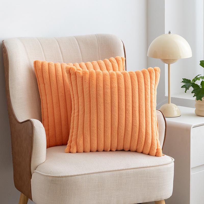 2Pcs Luxury Nordic Plush Cushion Cover Comfortable Textured Striped Throw Pillow Cover Soft Plush Pillowcase Living Room Decor