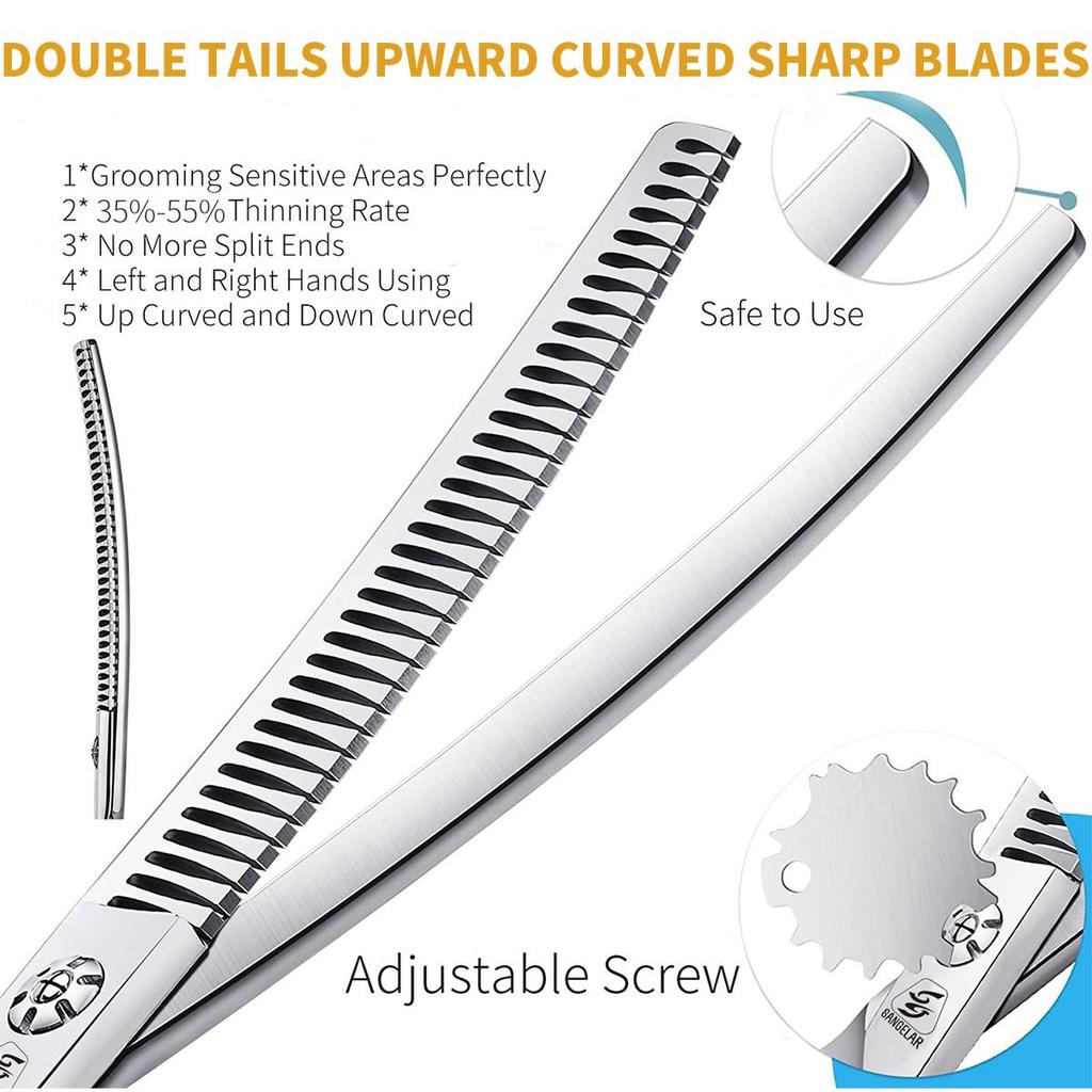 Sangelar 7 inch Professional Top Grade Japan 440C Fishbone Pet Thinning Scissors Dog Grooming Tools Super Steel Pet Hair Scissors Tools