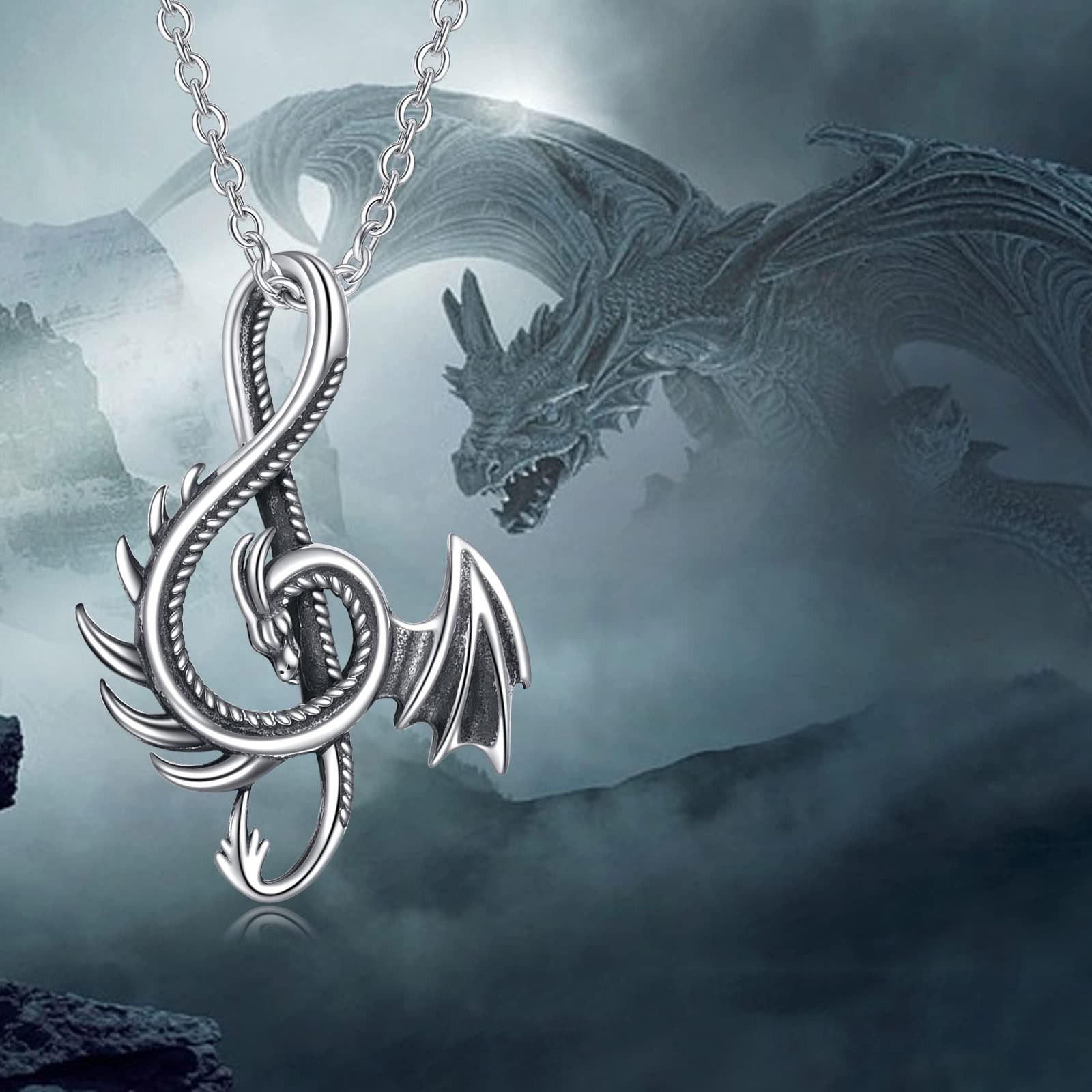 Accessories Musical Note Dragon Necklace Dragon Pendant 60CM