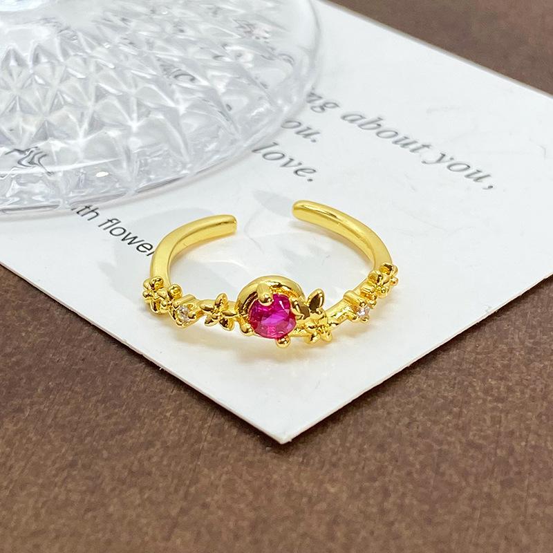 Blind Box Medieval Vintage Gold Niche Retro High-End Open Ring Color Treasure Light Luxury Ring Woman