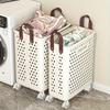 Kosz do przechowywania ubrań łazienkowych z kółkami Składany Oddychający Oszczędzający miejsce Kosz na pranie o dużej pojemności Akcesoria łazienkowe