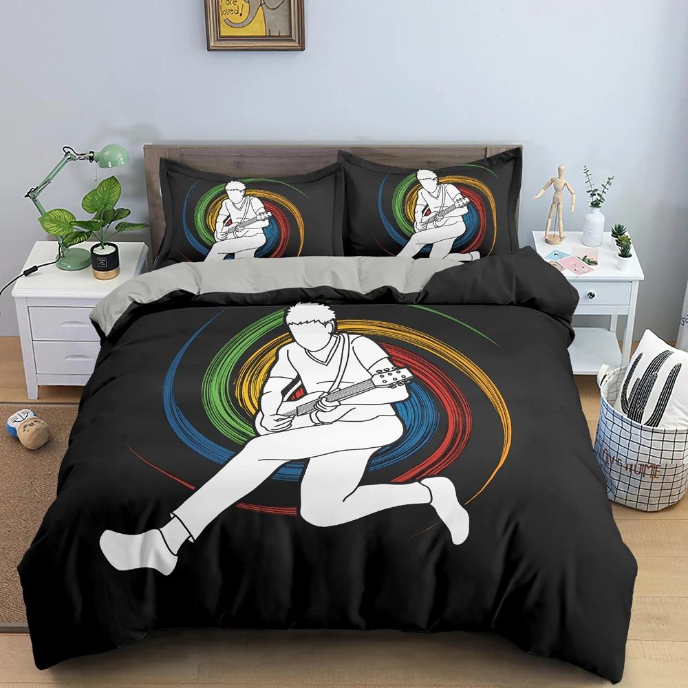 Sport Player King Queen Duvet Cover Skiing Action Bedding Set Teens Adults Extreme Sport Soft Black 2/3pcs Polyester Quilt Cover