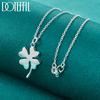 DOTEFFIL 925 Silver Four-Leaf Clover Pendant Necklace 16-30 Inch Chain For Woman Fashion Wedding Charm Jewelry