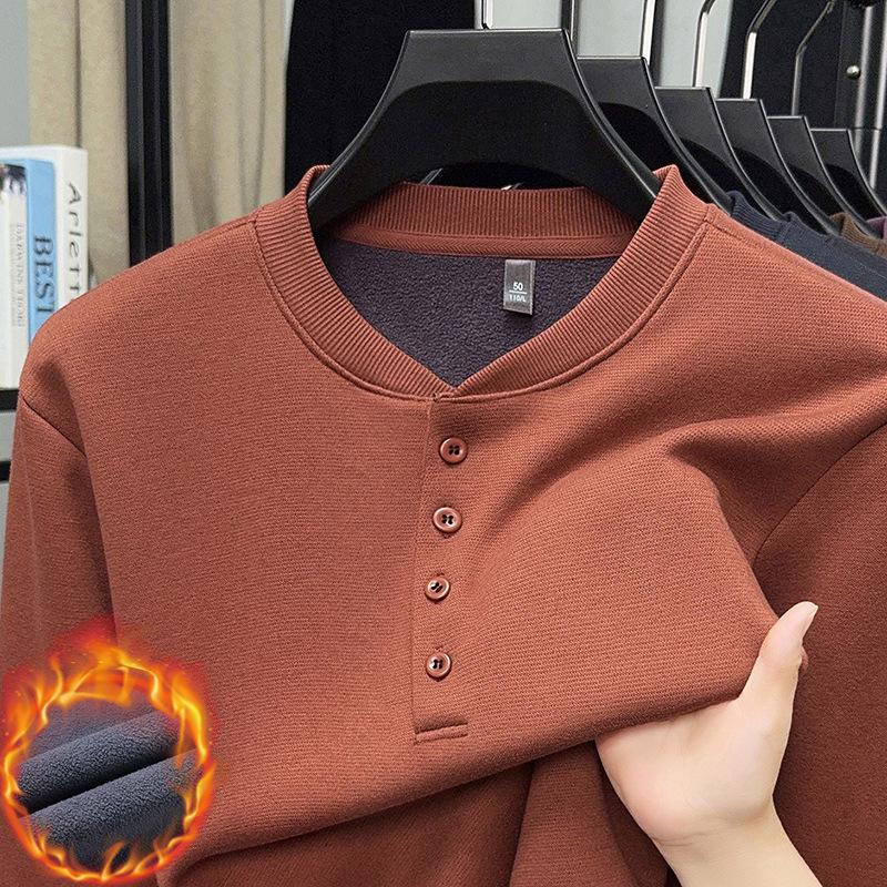 Men's Winter Fleece-Lined Long-Sleeve Casual Sweatshirt