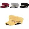Beret Navy Corduroy Hat Metal Buckle Octagonal Hat Flat Top Hat Material Cotton