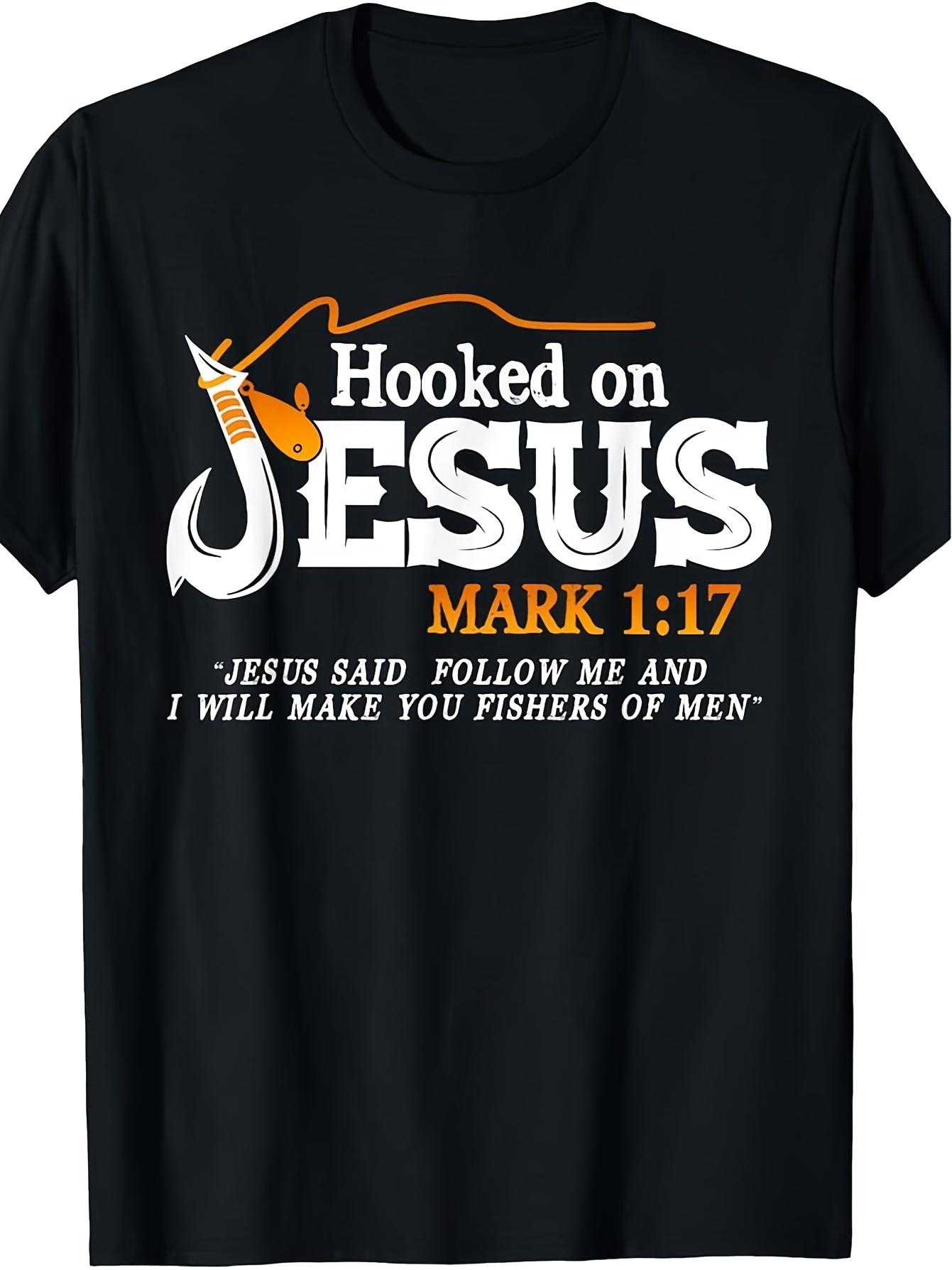 Casual Cotton T-shirt with Inspirational Jesus Print - 100% Cotton Crew Neck L