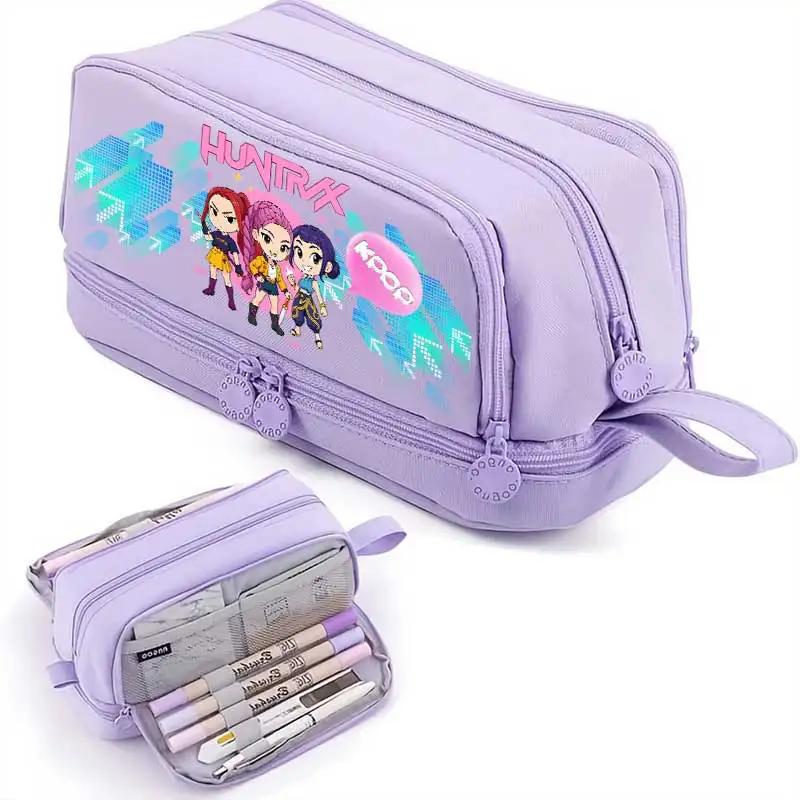 Double-layer Learning Stationery Bag Gift Girl Group Shoulders Bag For K-Pop Cartoon Pencil Case Stationery Bag Anime