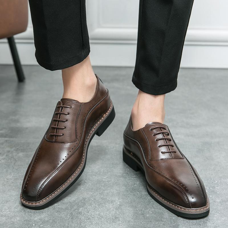 Fashion Business men's leather shoes Classic and Gentleman British Style Party and groom's wedding Hot selling Black brown shoes