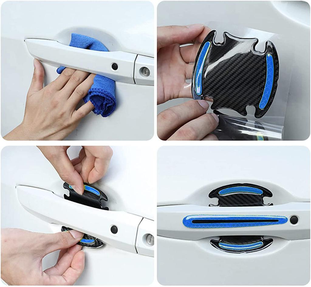 Car Fluorescent Door Handle Protector Protective Film 8 Pack Door Handle Protector Reflective Sticker