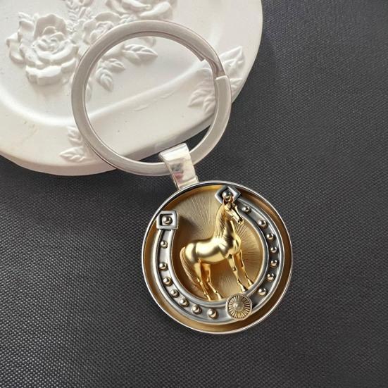 Portachiavi Retro Cavallo Ferro di Cavallo e Ciondolo Cavallo con Portachiavi Cavallo Dorato Portachiavi Fortunato Regalo per Uomini Donne Amanti dei Cavalli