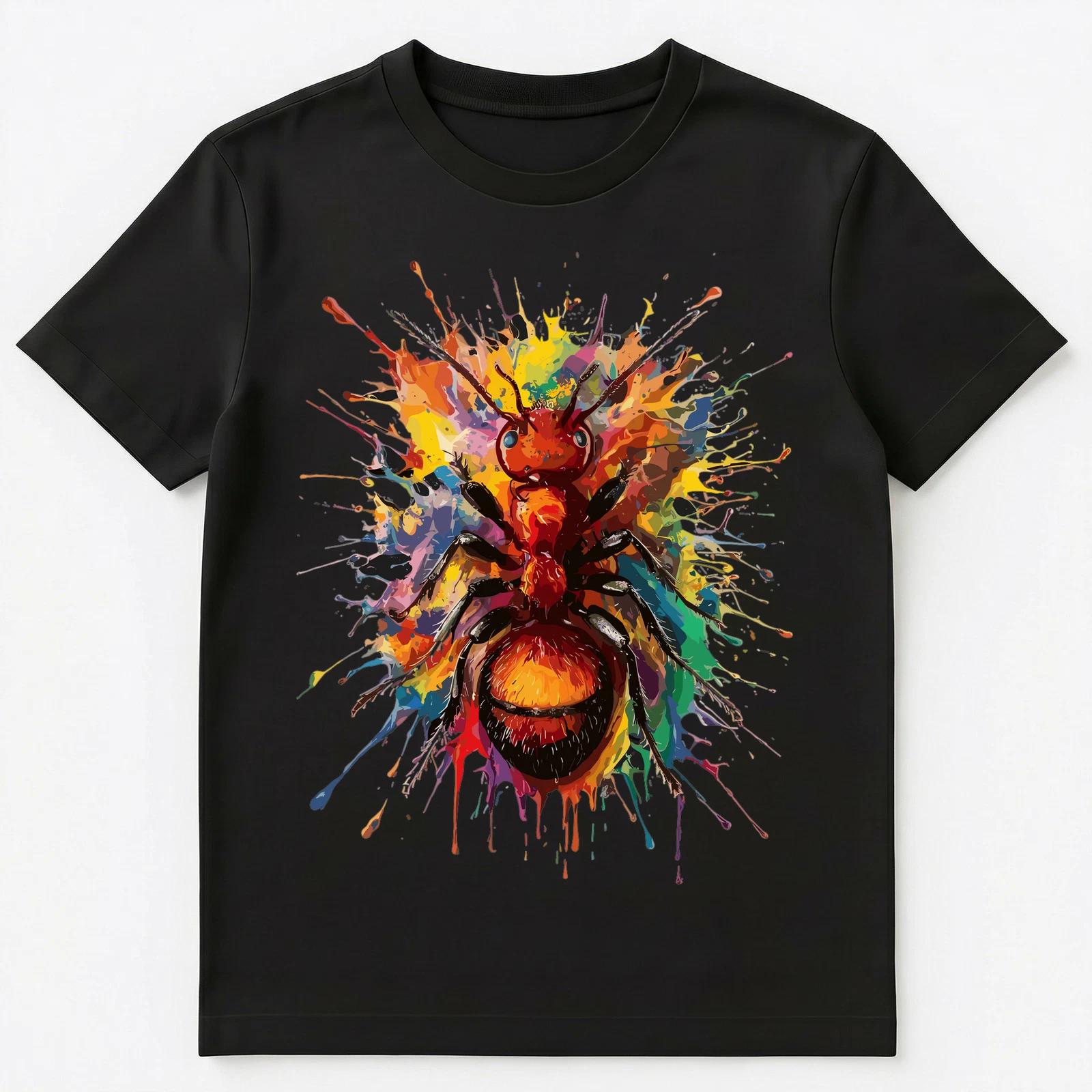 Colorful Paint Splash Fire Ant Art Graphic Unisex T-Shirt S