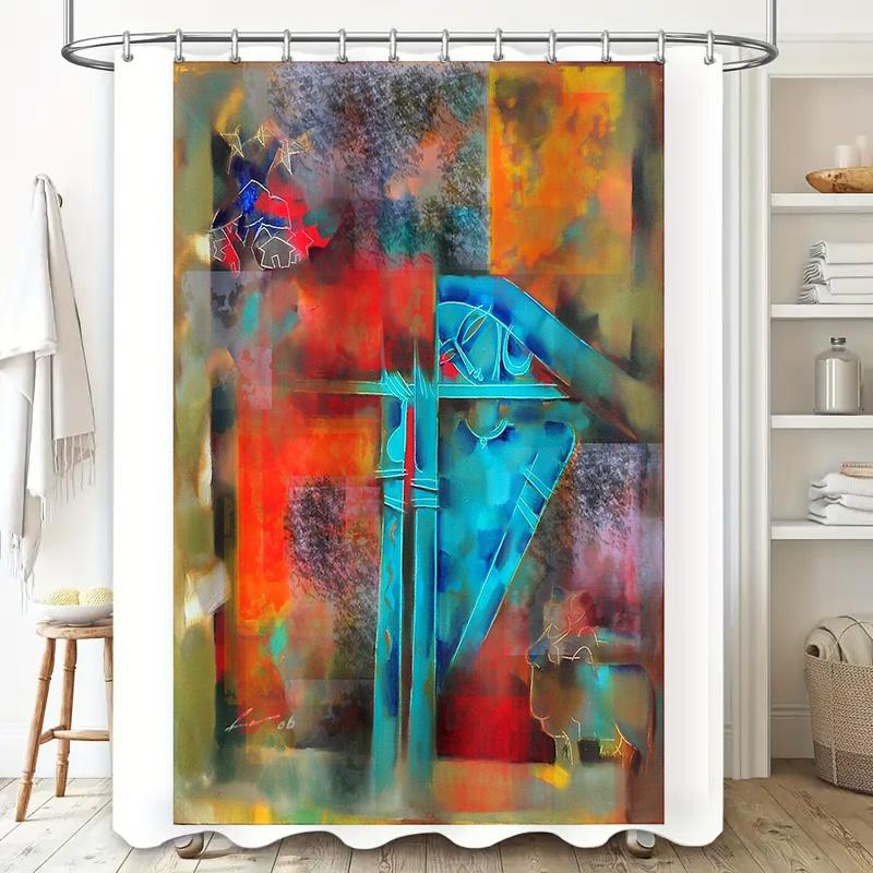 Shower Curtain Waterproof Abstract Ocean Wave Art Bathroom Decor Set Modern Coastal Home Textile Beach Theme Backdrop