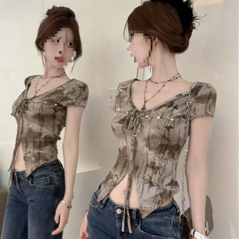 Oversized V Neck Sleeveless T Shirt With Tie Details For Summer Casual Wear