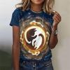 Women's T-shirt Casual 3D Printed Top Night Cat Cartoon T-shirt T-shirt
