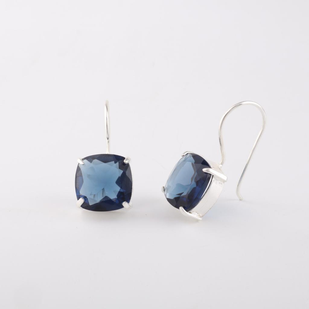 Naturstein London Blue Topaz Edelsten 925 Sterlingsølv Håndlagde Boho Øredobber 1" EE-172-13