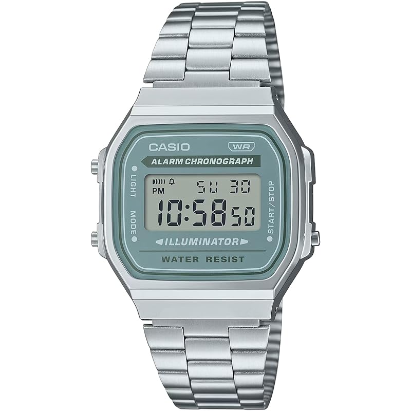 

[Casio] CASIO digital watch vintage series A168WA-3AY men s ladies kids Silver x blue green overseas model [product]