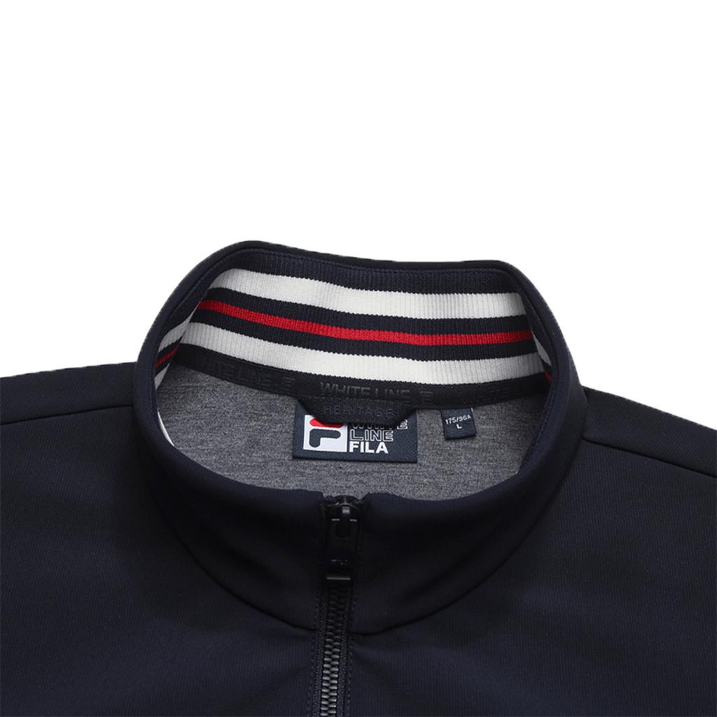 Fila Heritage Classic Simple Fashion Comfortable Versatile Knitted Jacket Men Jackets Legendary-Blue F11M548501FNV