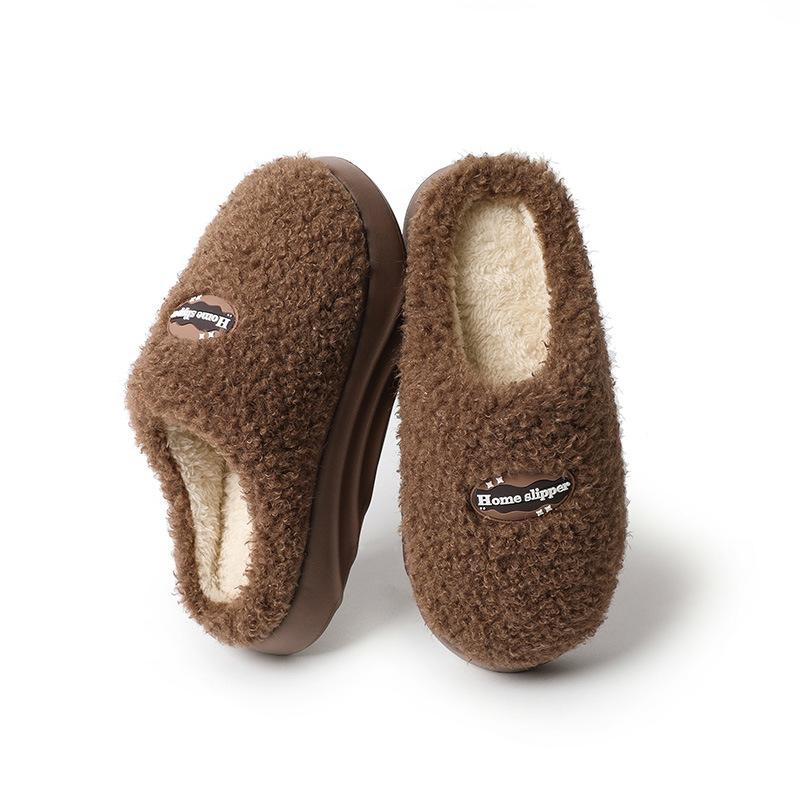 Slippers Deodorant and Non-slip Home Warm Cotton Slippers Women's Wear Plush Home Thick-soled Autumn and Winter Home Confinement Shoes