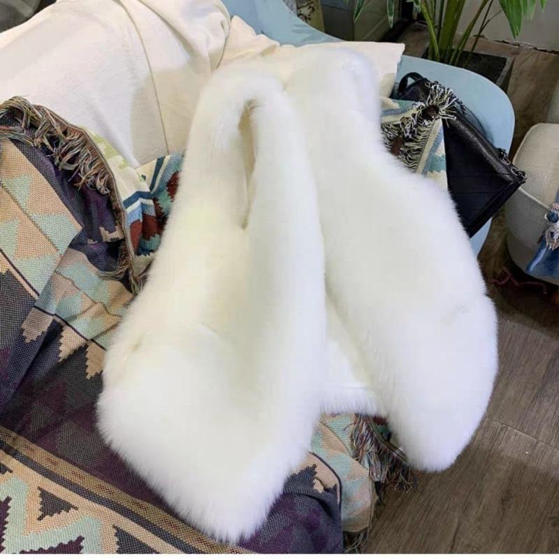 

Меховой жилет длинный тонкий утолщенный шерстяной жилет осень и зима новое пальто имитация лисы жилет простой 2XL [about 136-72.5 kg] белый