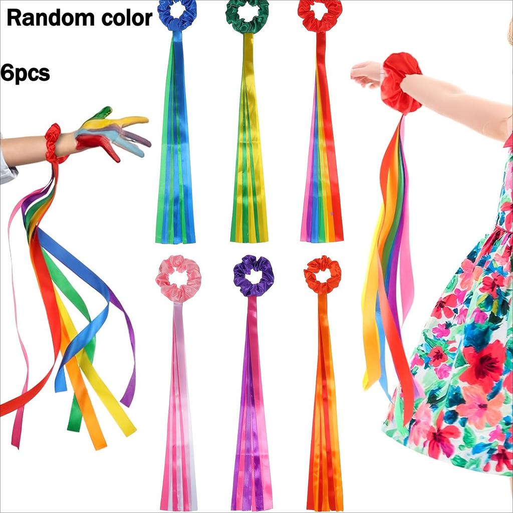 Rainbow Waving Ribbons, Dance Stick Music Class Elastic Bands, Handheld Rhythm Tassel Dance Props Gift, Gymnastics Dance Ribbons