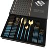 24pcs Pink Gold Dinnerware Set Knife Forks Spoon Cutlery Set with Gift Box Stainless Steel Spoon Flatware Kitchen Tableware