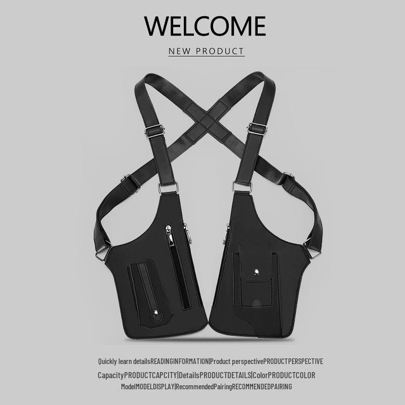 Herren Vintage Rucksack mit Unterarm Crossbody Multifunktionale Einzelschultertasche - Outdoor Handyweste Tasche