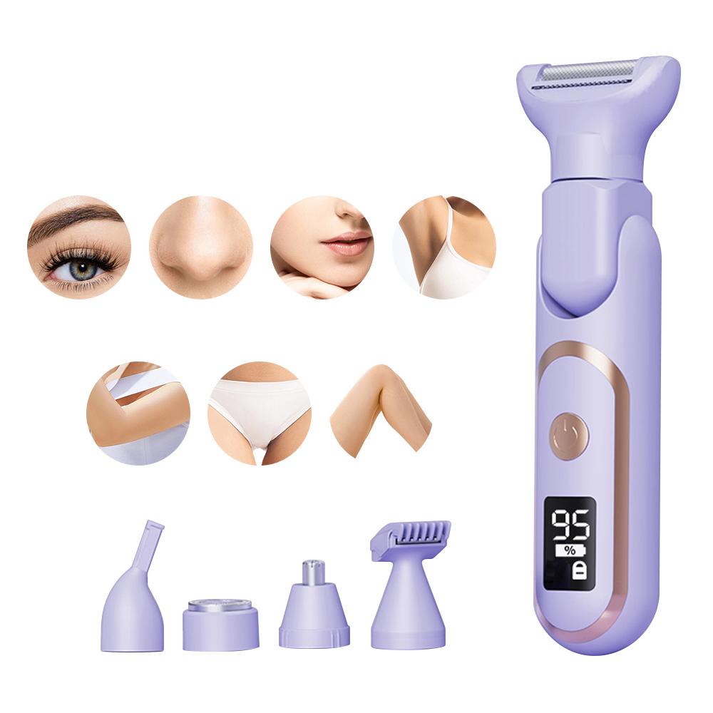 5 in1 Women's Electric Hair Trimmer for Body Face Bikini Underarm Nose-IPX7 Wet/Dry USB Rechargeable Painless Precision Trimming